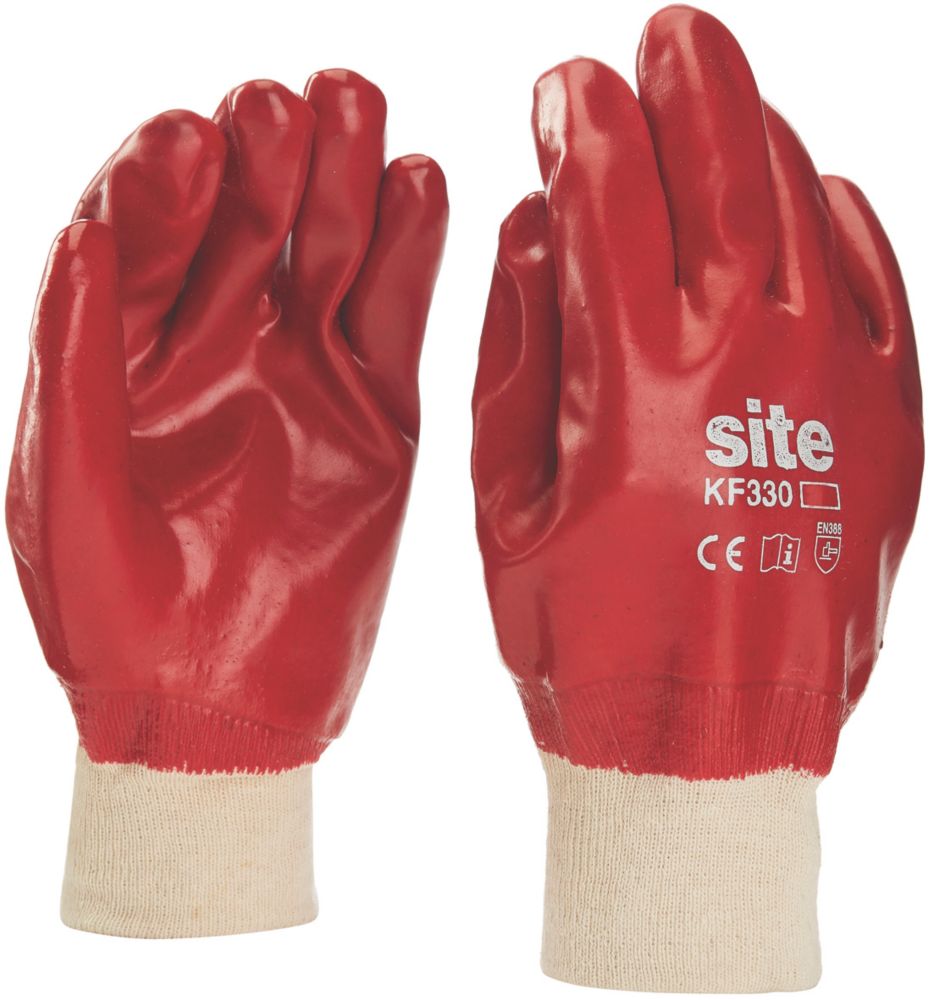 Gants de manutention en PVC Site 330 rouges, taille L