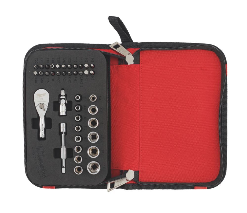 Jeu de cliquet et douilles 1/4" Milwaukee 4932492672 39 pièces