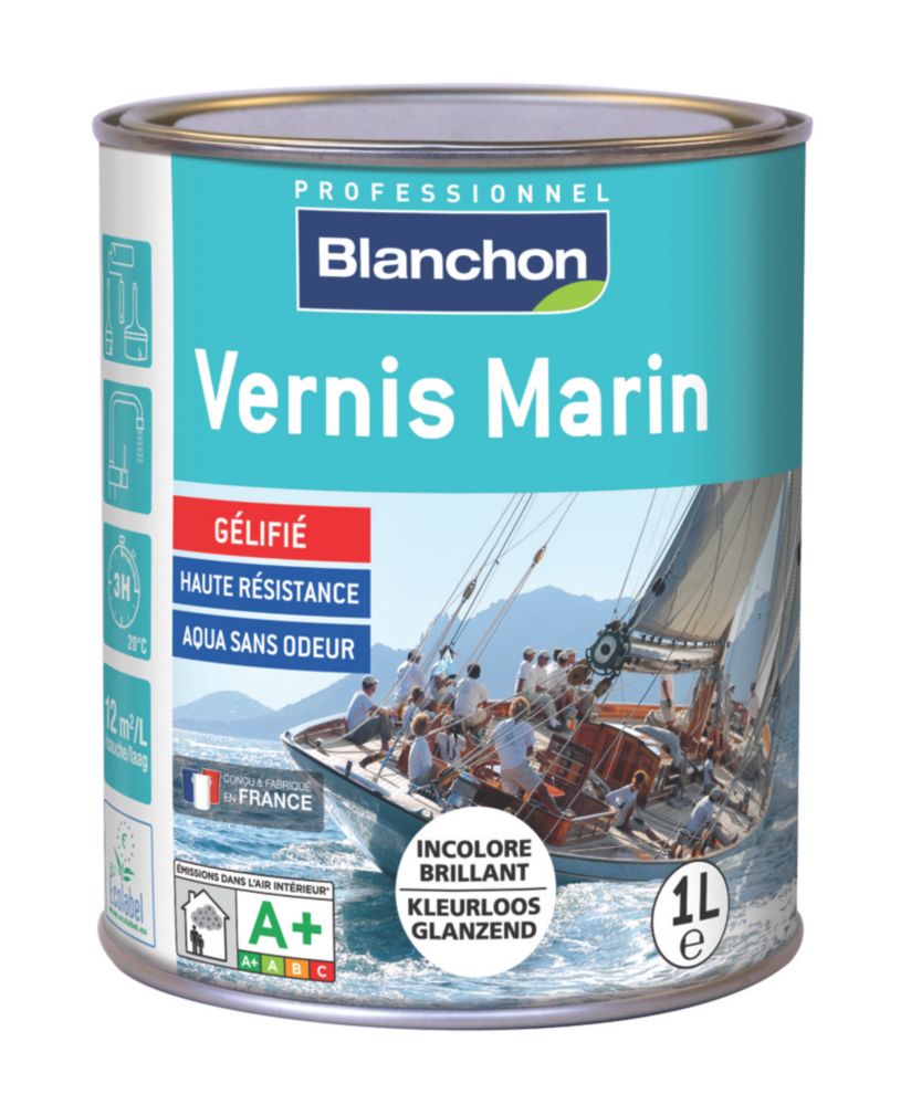 Vernis pour bois extérieur à base aqueuse incolore mat Blanchon 1L