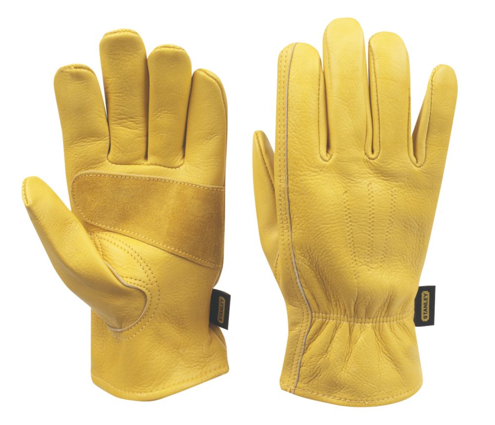 Gants de travail en croûte de cuir Stanley jaunes taille L