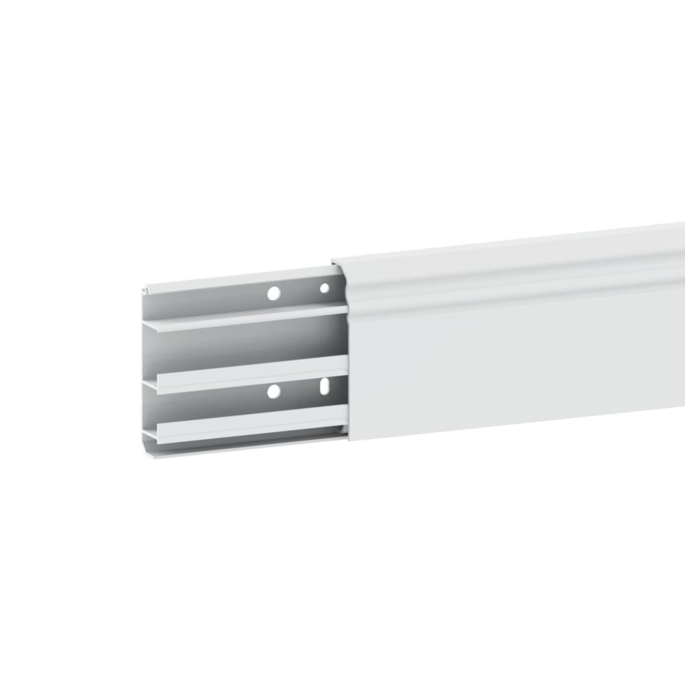 Plinthe électrique Belle Epoque en PVC blanc GGK 20mm x 80mm x 1500mm