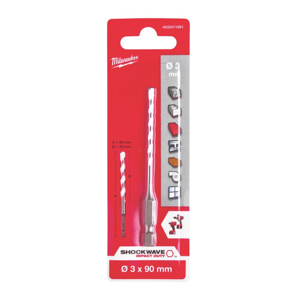 Foret multi-matériaux à queue hexagonale Milwaukee TCT 3mm x 90mm
