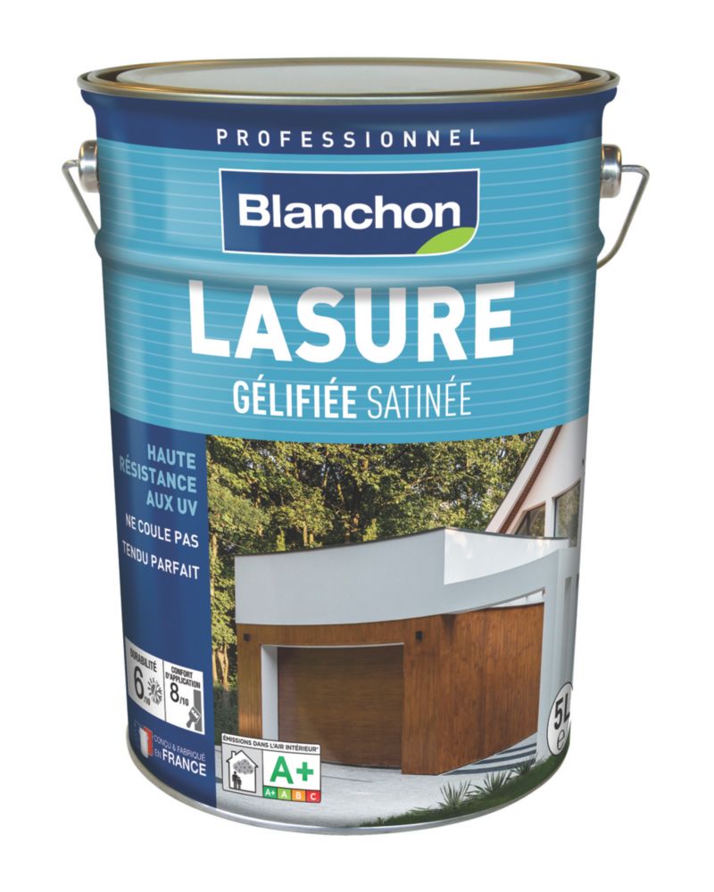 Lasure pour bois extérieur à base aqueuse chêne foncé satiné Blanchon 5L