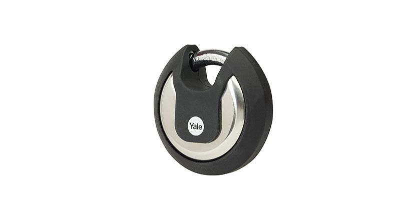 Cadenas à disque inox 70 mm, anse protégée acier cémenté, 3 clés
