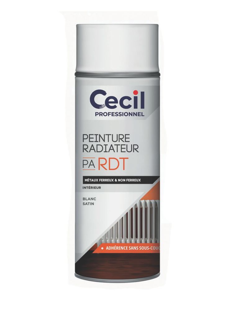 Peinture aérosol résistant à la chaleur pour radiateurs et appareils électroménagers Cecil Professional 400ml blanc satin