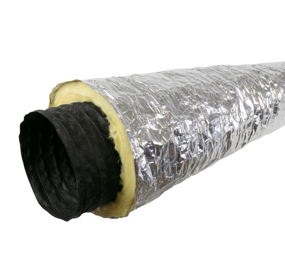 Conduite flexible isolé RESIST'R en polyester, polyéthylène et laine de verre Eoliance Habitat argent 6 000mm x 82mm