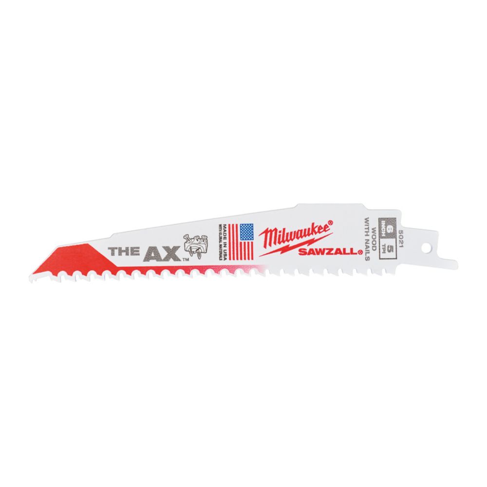 Lot de 5 lames de scie sabre pour bois contenant des clous Sawzall 48475021 Milwaukee