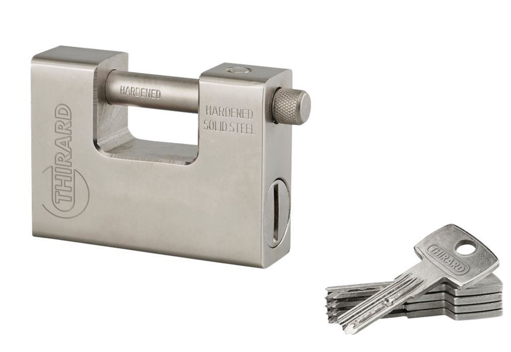 Cadenas à clé à anse fermée toutes conditions météorologiques en acier 94mm Thirard