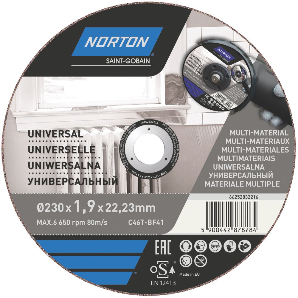 Lot de 3 disques à tronçonner 230 mm x 1,9 x 22,23 mm Norton
