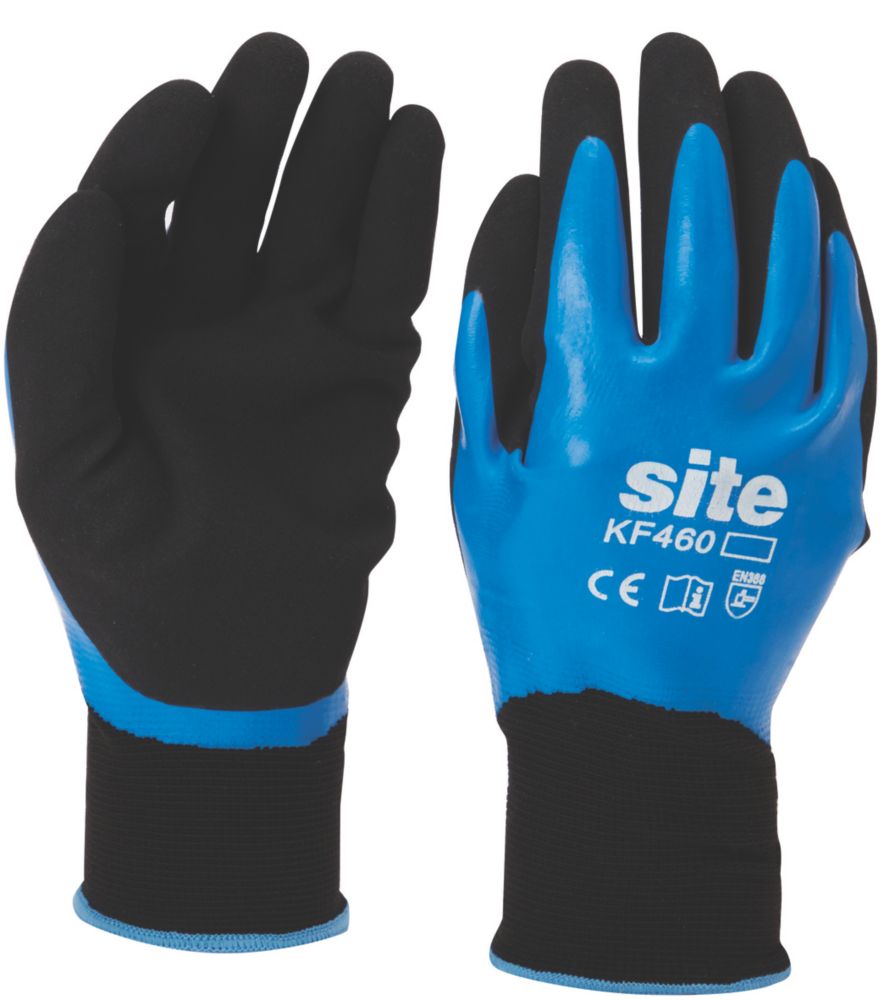 Gants de manutention en latex Site KF460 bleu / noir taille L