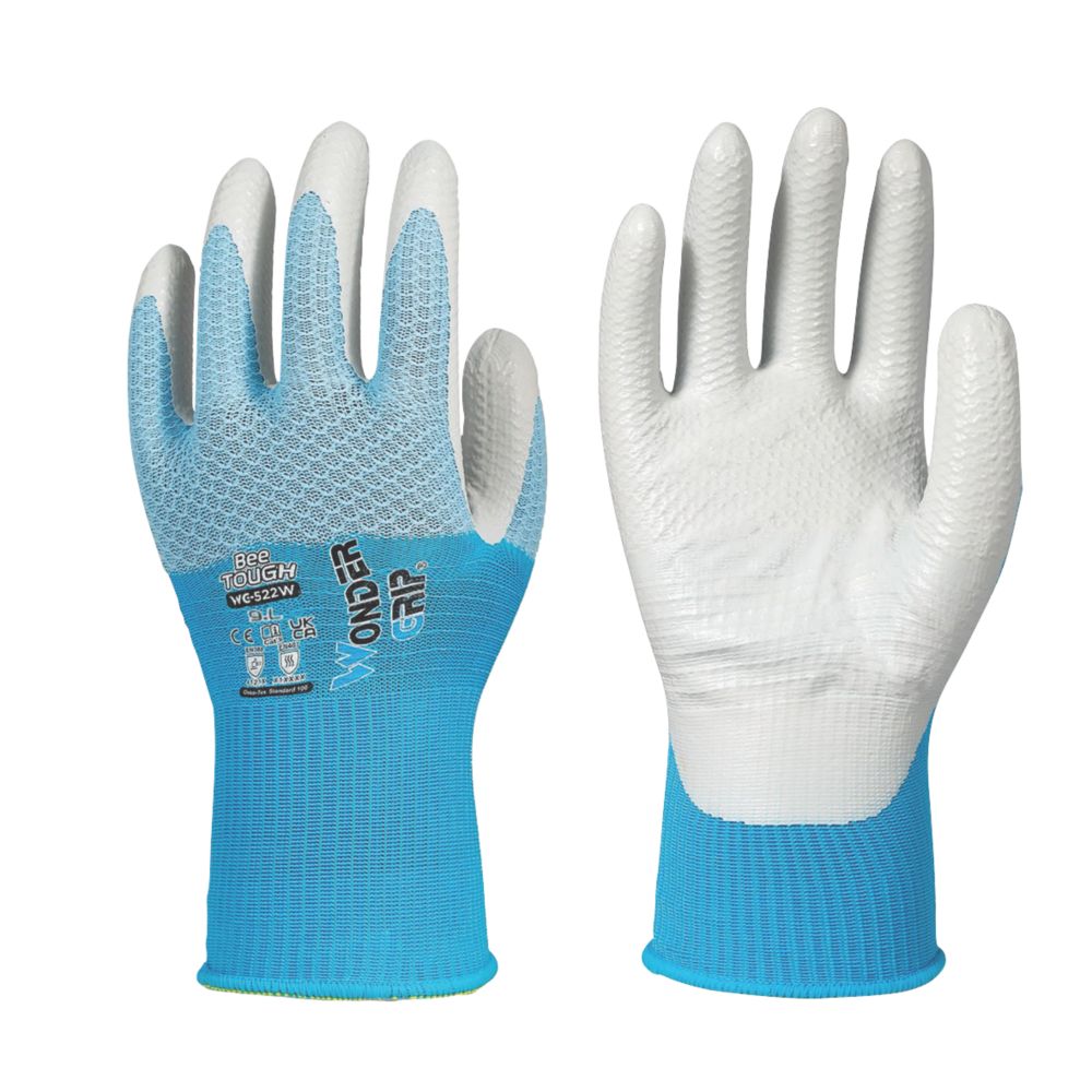 Gants de travail de protection Wonder Grip WG-522W Bee-Tough bleu/blanc  taille L, Gant de protection