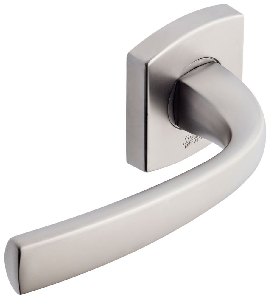 Paire de poignées de porte sur rosace  Vachette MUZE, chrome velours
