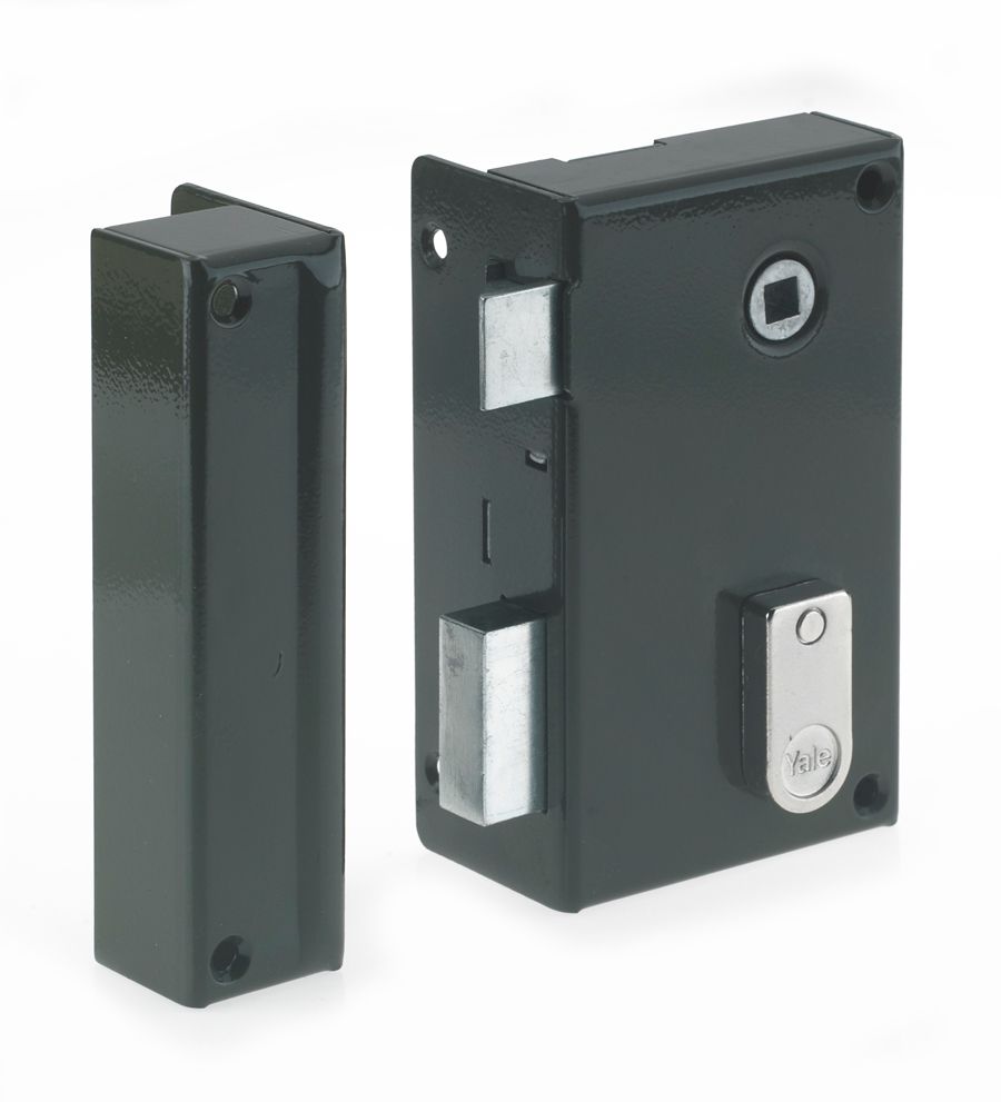 Serrure en applique monopoint verticale Yale, pêne dormant demi-tour, à fouillot gauche