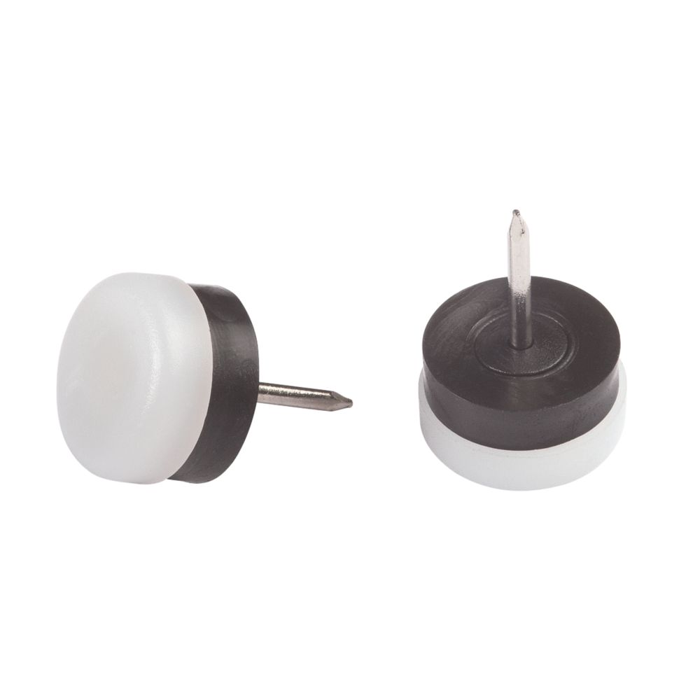 8 galets en plastique à clou ronds blancs Fix o moll 18 x 18mm