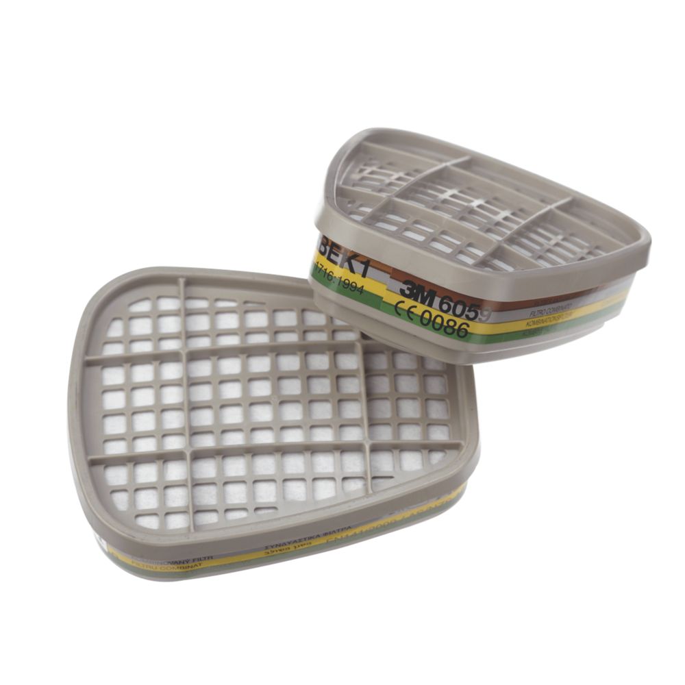 Filtres pour appareil de protection respiratoire réutilisables A1B1E1K1 3M 6059, lot de 2