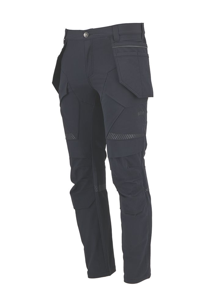 Pantalon de travail extensible Site Varnik noir taille 44, longueur 81 cm