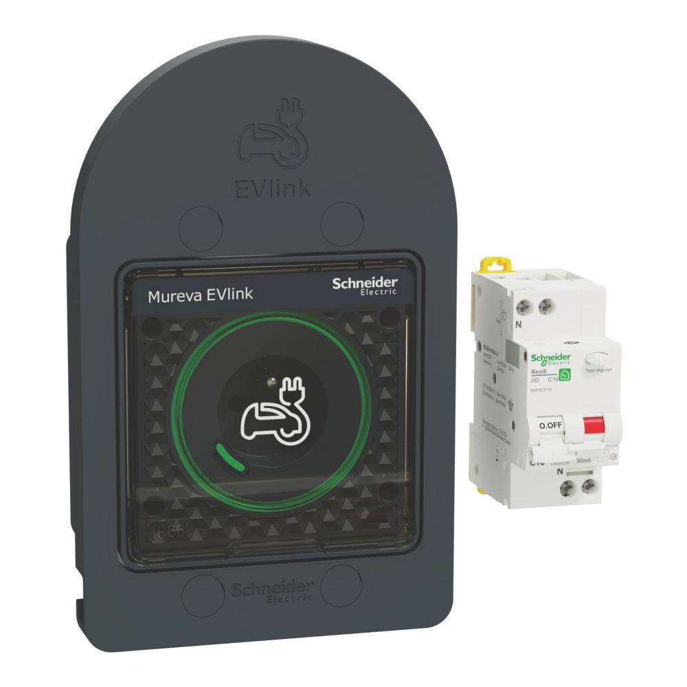 Kit Mureva EVlink - Protection et prise courant 2P+T renforcée VE IP66 IK08 Schneider Electric, gris