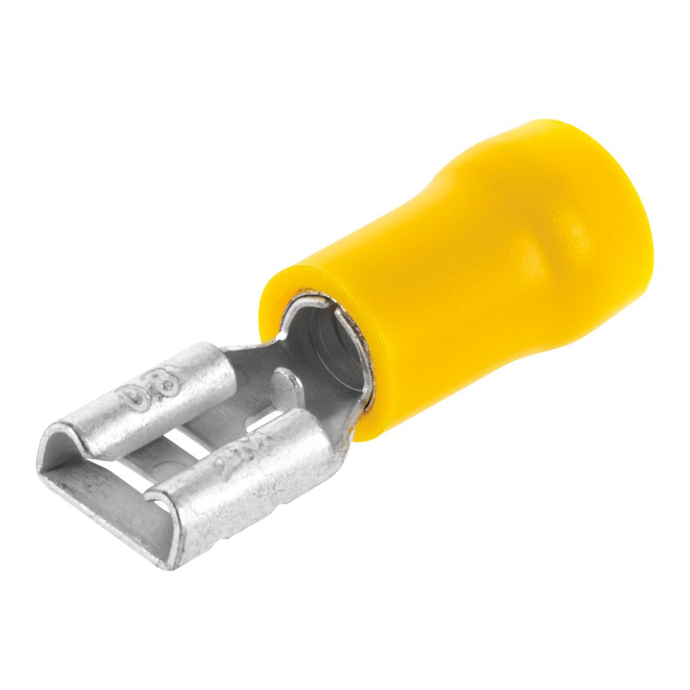 Fiches plates enfichables (F) jaunes isolées 6,3mm Klauke, lot de 100