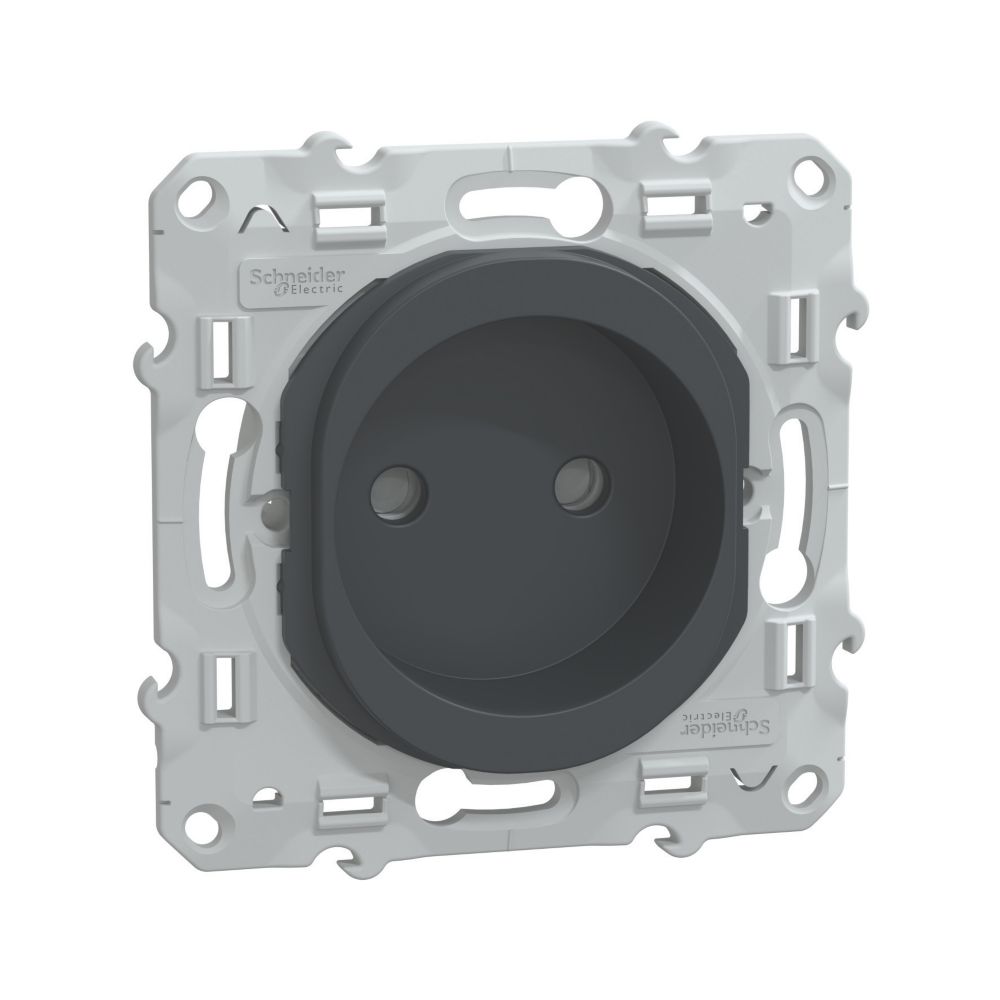 Prise sans terre 1 poste Ovalis Anthracite Schneider