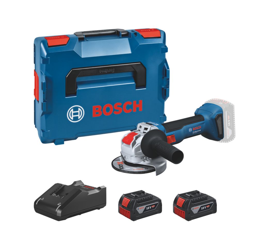 Meuleuse d'angle X-Lock sans fil Brushless 125mm Bosch 06019N9102 18V 2 x 4,0Ah Li-Ion AMPShare