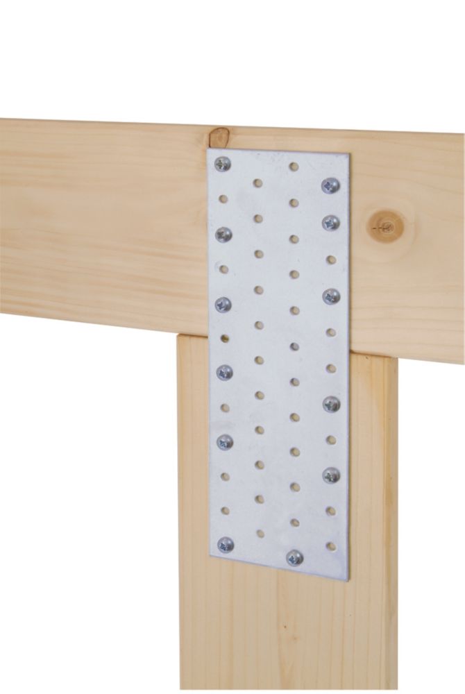 Plaque de clouage galvanisée argent Suki 160 x 2 x 40mm, lot de 50