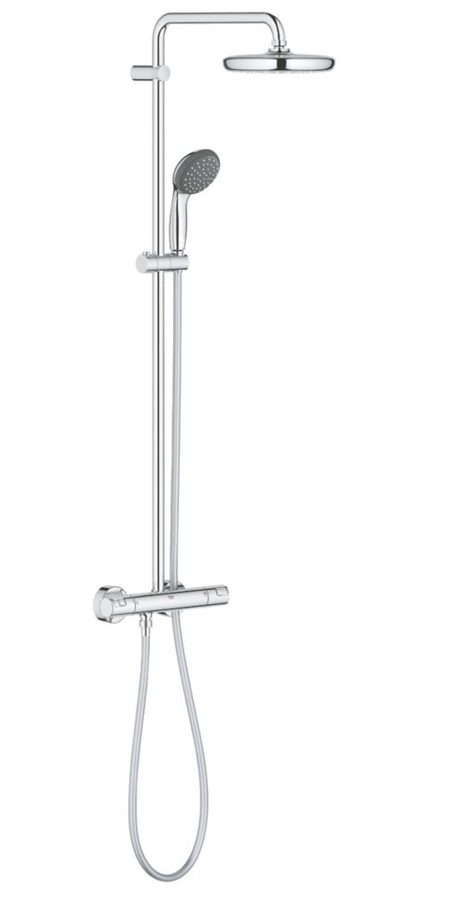 Colonne de douche thermostatique chromée à arrivée d'eau murale Grohe Vitalio Start 210 HP
