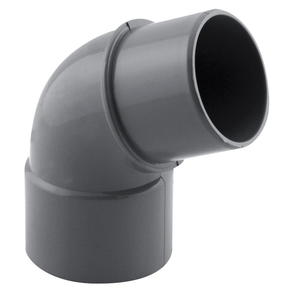 Coude PVC NF mâle/femelle à 67° 40mm à coller gris Fitt