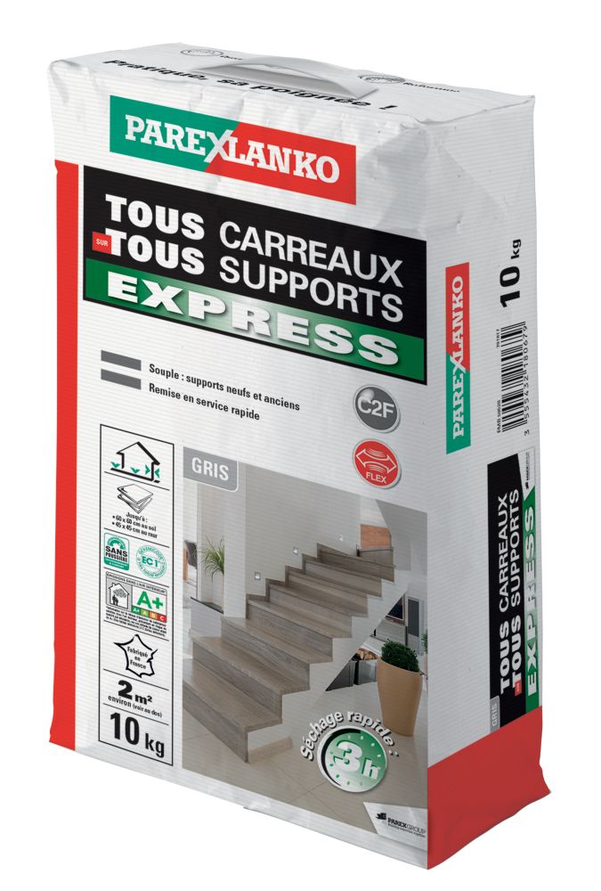 Colle carrelage tous carreaux tous supports express Parexlanko 10kg