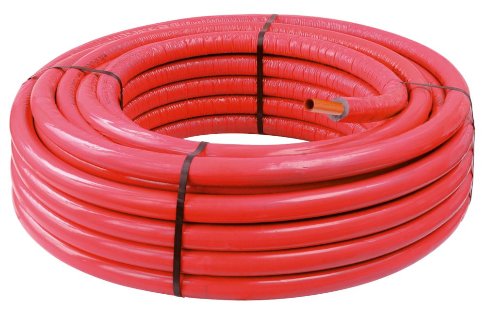 Tube PER gainé isolé rouge 20mm x 50m Fixoconnect