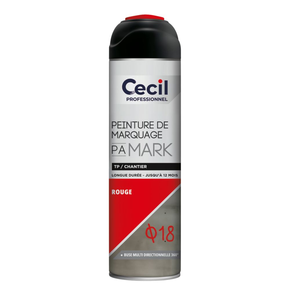 Peinture aérosol de marquage Cecil Professionnel rouge 500ml