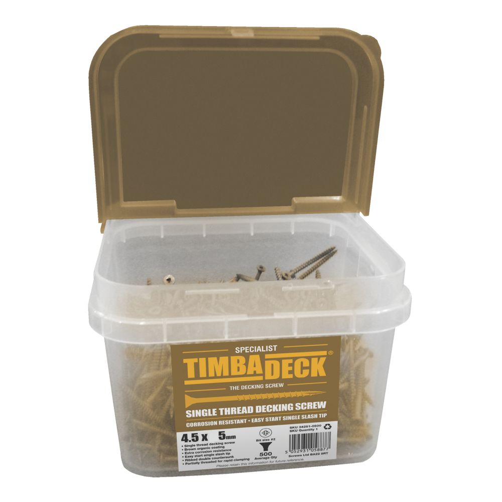 500 vis pour terrasses à double tête fraisée en acier au carbone Timbadeck 4,5 x 75mm
