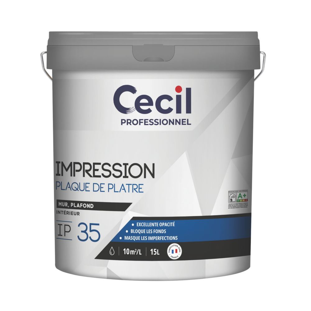Sous-couche murale intérieure anti-taches Cecil Professional 15L blanc mat