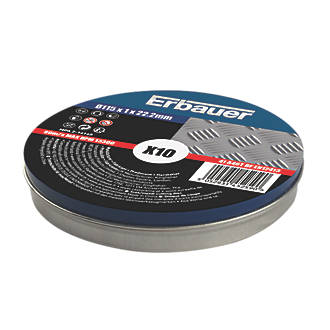 Erbauer Lot de 10 disques à tronçonner pour acier inoxydable 4½" (115mm) x 1 x 22,2mm