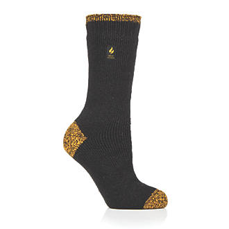 Chaussettes SockShop Heat Holders noires / jaunes pointure 4-8