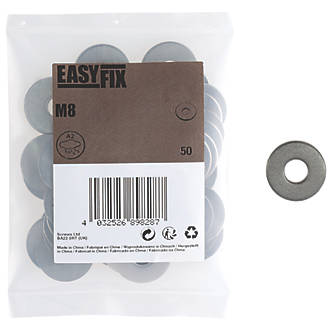 50 rondelles en acier inoxydable A2 Easyfix M8 x 1,4mm