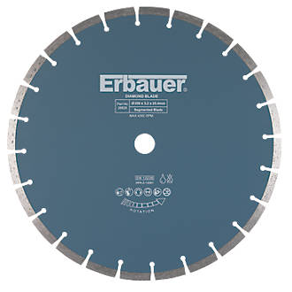 Disque de coupe diamant segmenté pour maçonnerie/pierre Erbauer 350 x 25,4mm 