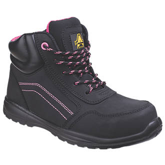 Chaussures de sécurité montantes pour femme sans métal Amblers Lydia noir / rose taille 38