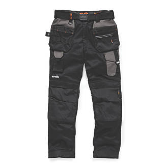 Pantalon de travail Pro Flex Holster Scruffs, noir, taille 44, longueur 86 cm 