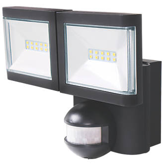 Double projecteur à LED d'intérieur et d'extérieur LAP avec détecteur IRP noir 2 x 10W 1 900lm