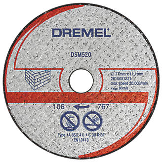 Disque à tronçonner de scie compacte pour maçonnerie/pierre Dremel DSM520 3" (77mm) x 2 x 11,1mm 