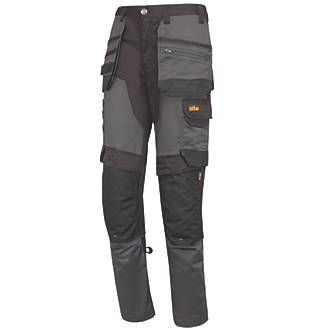 Pantalon à poches étui extensible Site Bolden gris/noir, tour de taille 36", longueur de jambe 32"