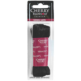 Lacets de chaussures en cordon épais Cherry Blossom noirs 100cm