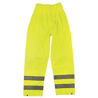   Pantalon imperméable haute visibilité à taille élastique jaune taille M, tour de taille 33-34" et longueur de jambe 30"