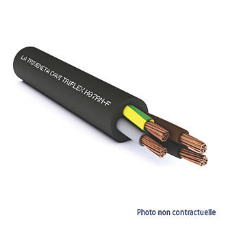 Cable souple H07RNF 5x1,5mm² noir, 50m, bobine