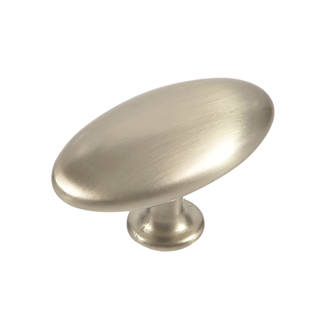 Bouton de meuble ovale en forme de galet Siro en nickel satiné 64mm 