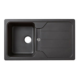 Évier et égouttoir de cuisine composite de granit 1 bac réversible noir 860 x 500mm