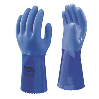 Gants longue manchette de protection contre les risques chimiques Showa 660 bleus taille XL