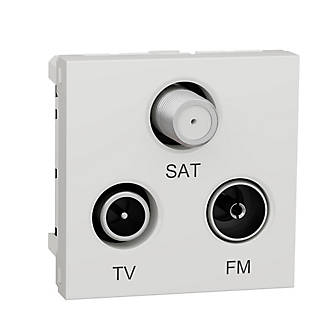 Prise TV+ FM + SAT blanc, 2 modules, Unica Pro Schneider 