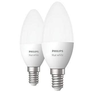 Lot de 2 ampoules LED bougie Philips Hue Bluetooth SES Smart 40W 806lm