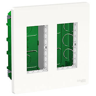 Boîte de concentration encastrée complète, 2 colonnes de 4 modules Blanc, Unica Pro Schneider 
